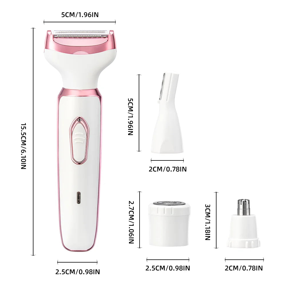 Silk Glow 4 In 1 Electric Lady Shaver, Effective Body Hair Removal, Painless Cordless Razor