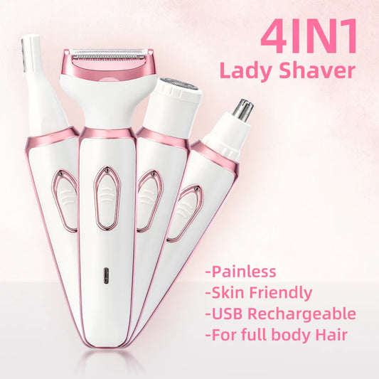 Silk Glow 4 In 1 Electric Lady Shaver, Effective Body Hair Removal, Painless Cordless Razor